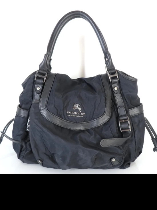 Burberry Handbags - Burberry Blue Label Black Nylon Shoulder Bag with Leather Trim